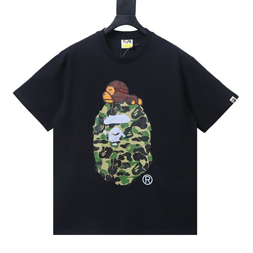 BAPE ABC Camo Milo On Big Ape Tee Black And Green